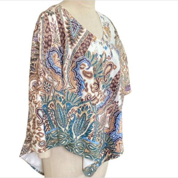 Chico's Poncho Faux Suede Paisley Floral Sz S/M #132M - Picture 4 of 10